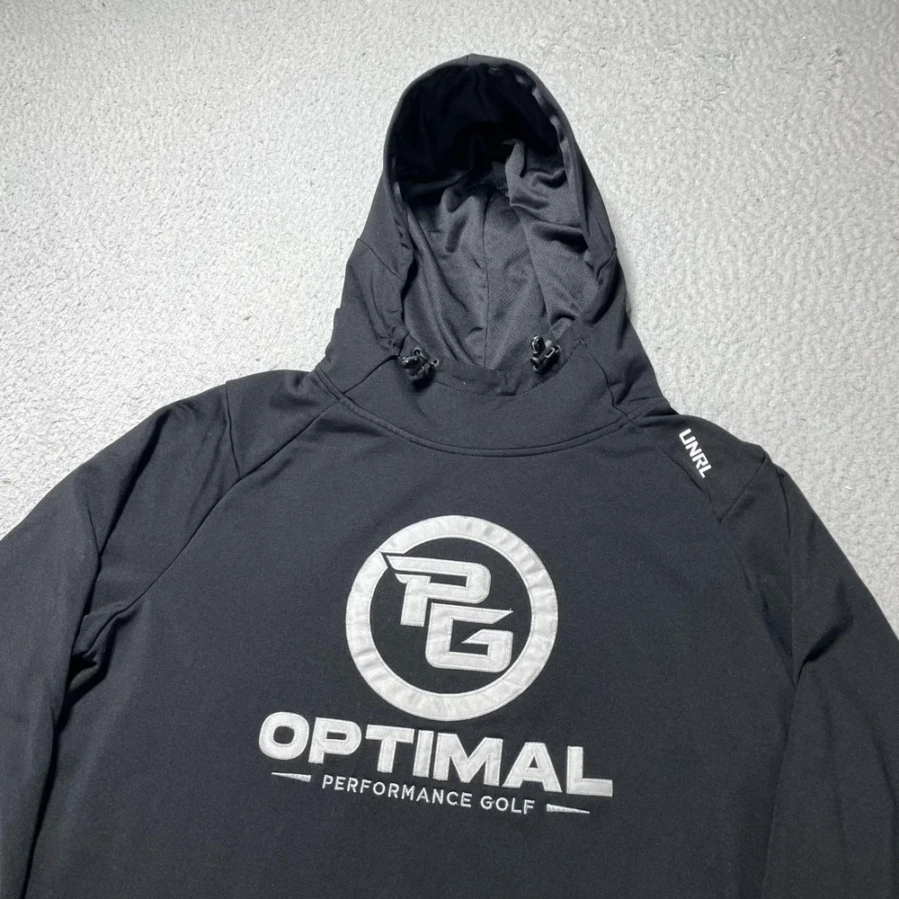 UNRL Hoodie Mens L Black PG Optimal Performance Golf Fleece Pullover Sweatshirt - Picture 2 of 10